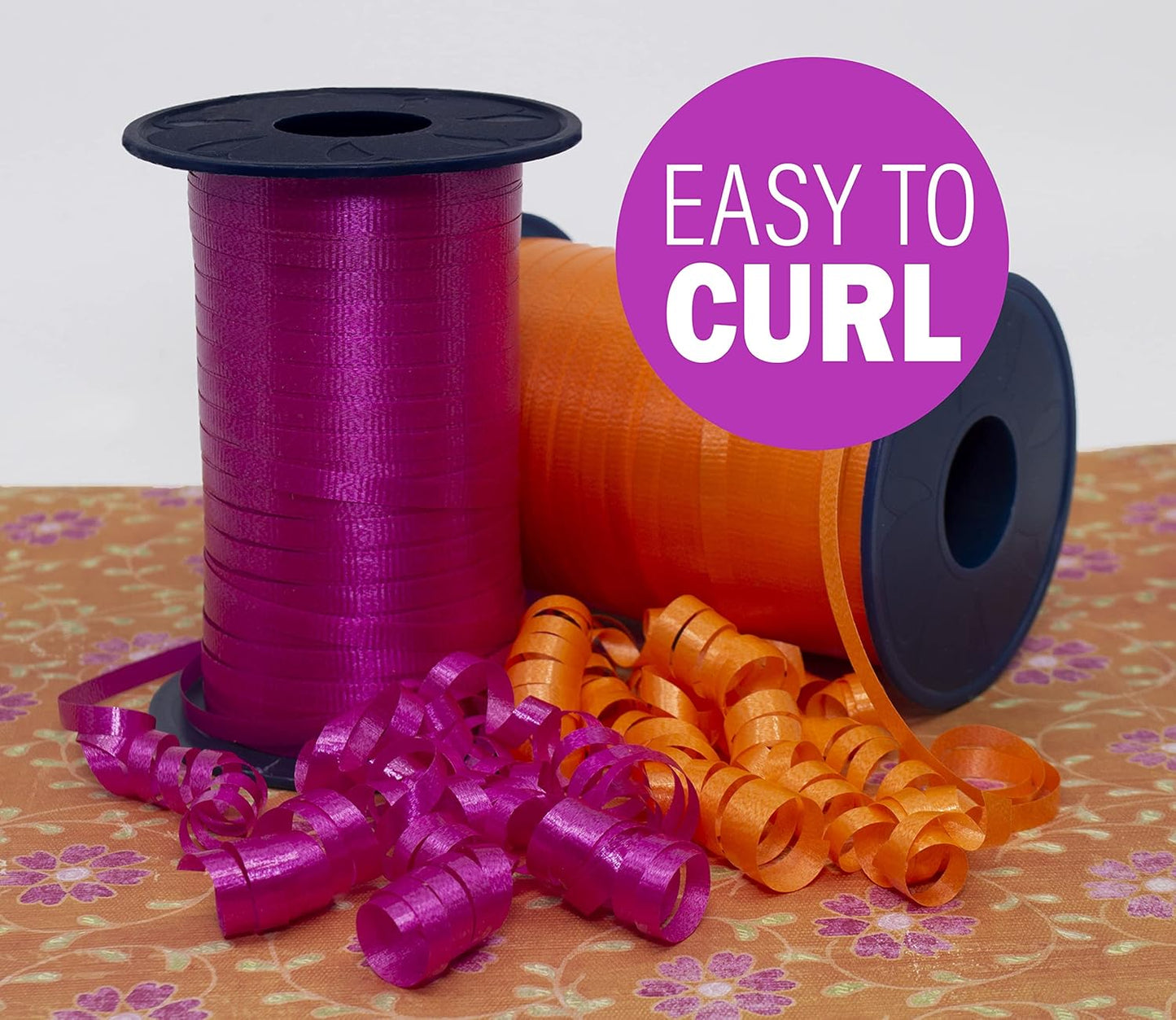 Crimped Curling Ribbon 3-Pack - Light Blue, Light Pink & Yellow - 3/16" x 500 YD for Gift Wrapping & Crafts