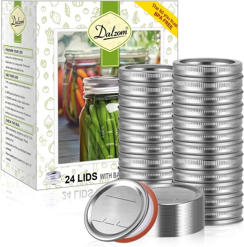 Dalzom® Premium Canning Lids & Rings - 24Pcs Regular Mouth Mason Jar Set | Food Grade, Airtight Seal