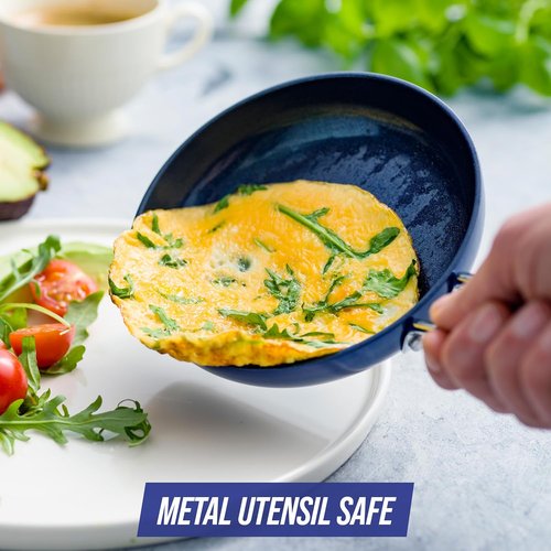 Blue Diamond Mini Egg Frying Pan - Diamond Infused Nonstick Ceramic, PFAS-Free, Dishwasher Safe, Blue