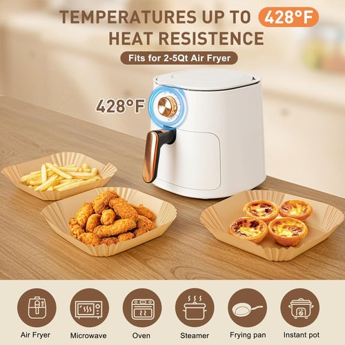 Air Fryer Liners, 6.3 Inch Air Fryer Parchment Paper Liners, Heat Resistant & Pre-Cut for Easy Clean, Fits 2-5Qt Air Fryer Baskets (6.3inch-50pcs)