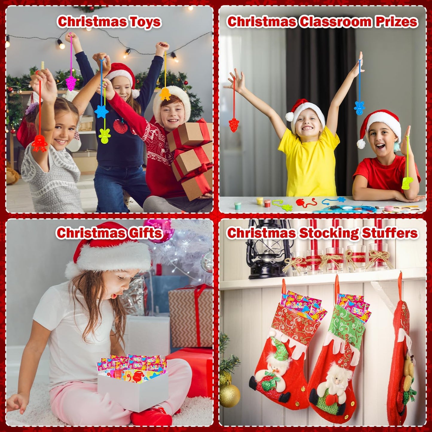 Skiennix Christmas Stocking Stuffers - 36 PCS Holiday Sticky Hands Party Favors for Kids | Non-Candy Treats