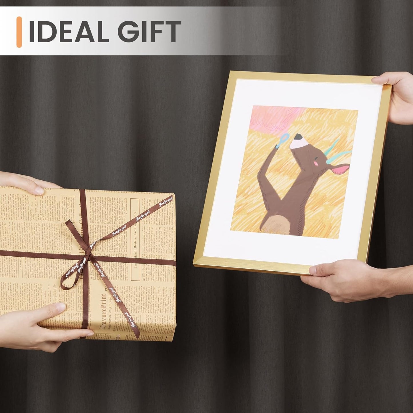 Upsimples 11x14 Picture Frame Set of 5 - Elegant Gold Frames for 8x10 Photos with Mat or 11x14 Without Mat