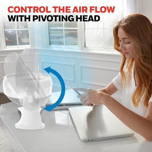 Honeywell TurboForce Air Circulator - Quiet Tabletop Fan with 3 Speeds & 90° Pivoting Head | White, HT-904