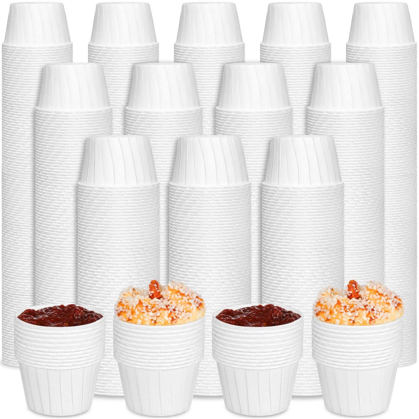 Gerrii 1600 Pack 4 oz Paper Souffle Cups Disposable Paper Souffle Cup Condiment Cups Ketchup Cup for Medication Distribution, Pills, Samples, Sauces, Food, Dessert (White)