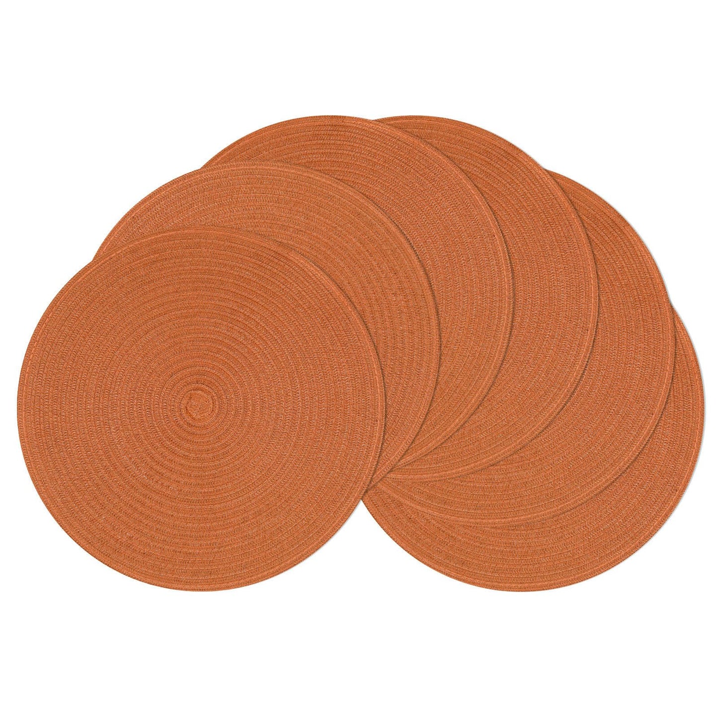 SHACOS Round Placemats Set of 6 Washable 15 inch Round Placemat Cotton Polyester Woven Braided Table Place Mats for Dining Table Decor, Dark Orange