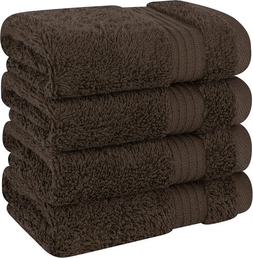 Cotton Paradise 100% Cotton Turkish Washcloth Set - 4 Soft Absorbent Towels in Brown