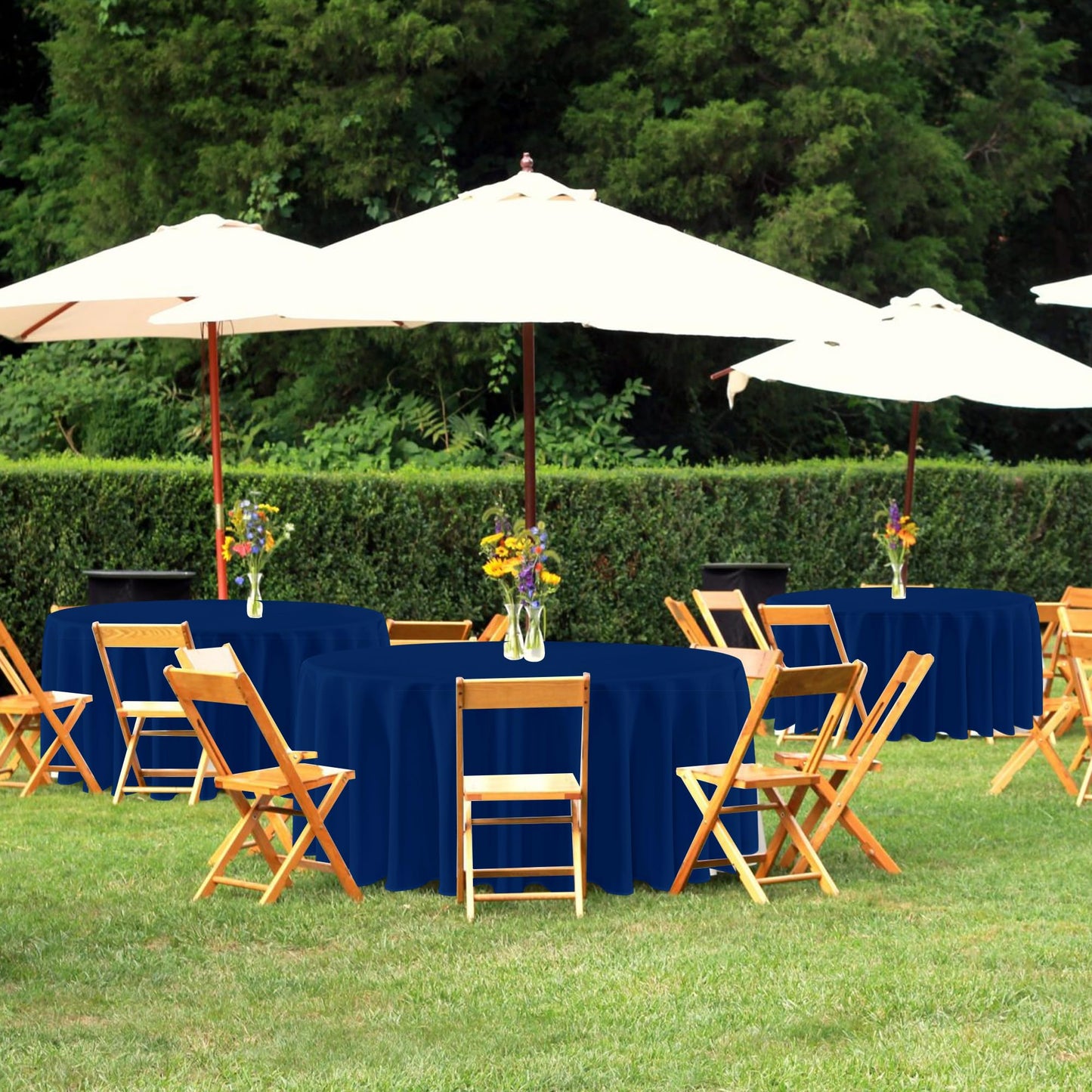 sancua Round Tablecloth 120 Inch Diameter, 8 Pack - Circle Polyester Fabric Table Cloth for Wedding Party Reception Banquet Birthday, Washable Formal Table Cover (Fit 48-96 Inch Tables), Navy Blue
