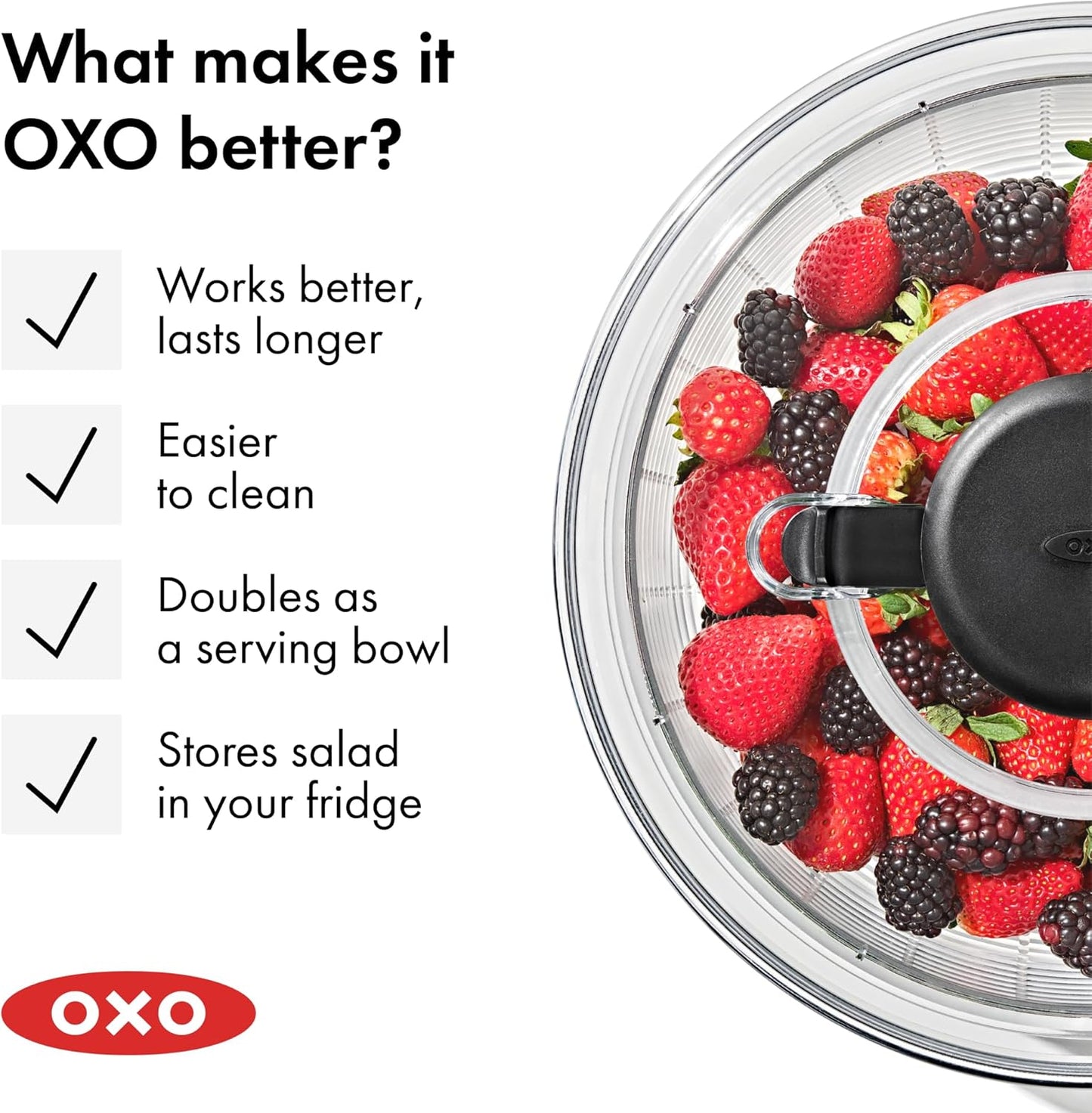 OXO Good Grips Salad Spinner - Efficient Lettuce & Fruit Washer | 6.22 Quart Capacity for Easy Cleaning