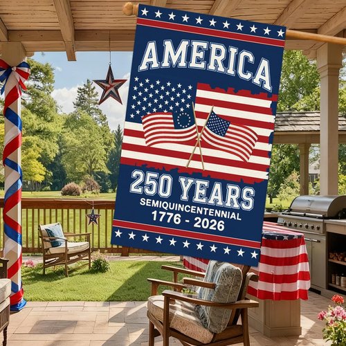 Baccessor 250th Anniversary America House Flag - Double-Sided 28x40 Inch Patriotic Banner for Outdoor Decoration