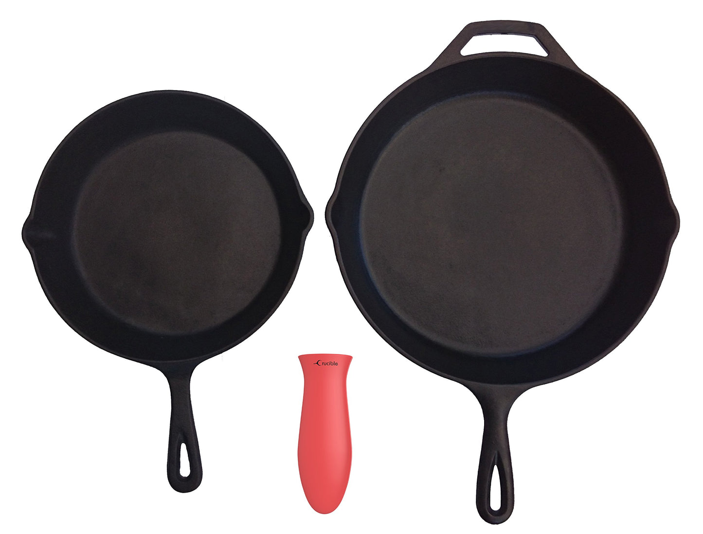 Silicone Hot Handle Holder + Assist Holder, Potholder (2-Pack Mix Red) for Cast Iron Skillets, Pans, Frying Pans & Griddles, Metal and Aluminum Cookware Handles - Sleeve Grip, Handle Cover