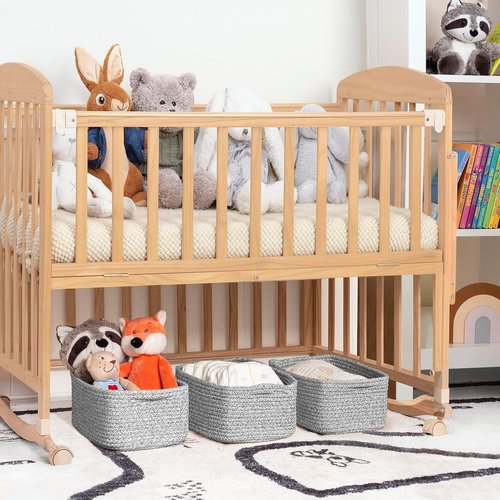 Goodpick Storage Baskets - Small Woven Rope Organizers for Nursery | 3-Pack in White & Gray, 11 x 7 x 4.5 in