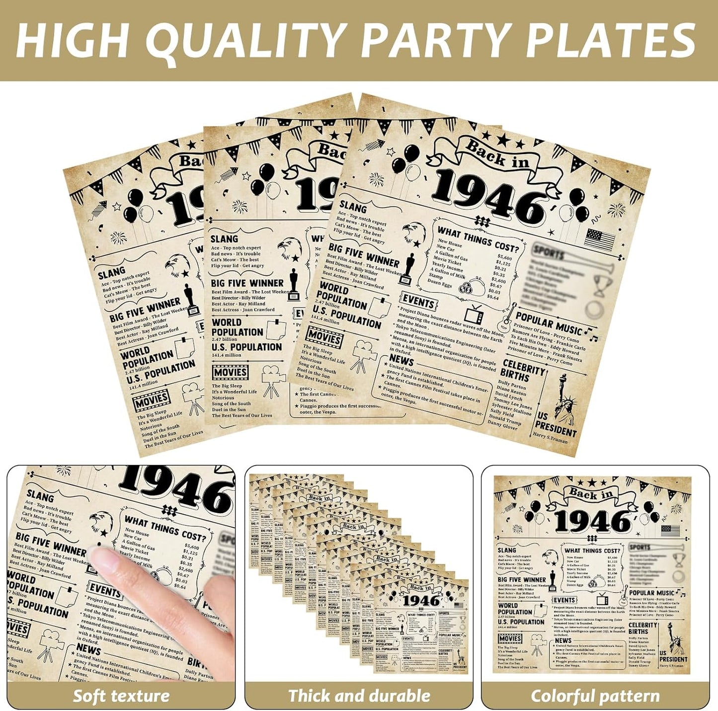 Regine Switzerland 80th Birthday Party Plates & Napkins Set - Vintage Theme for 25 Guests