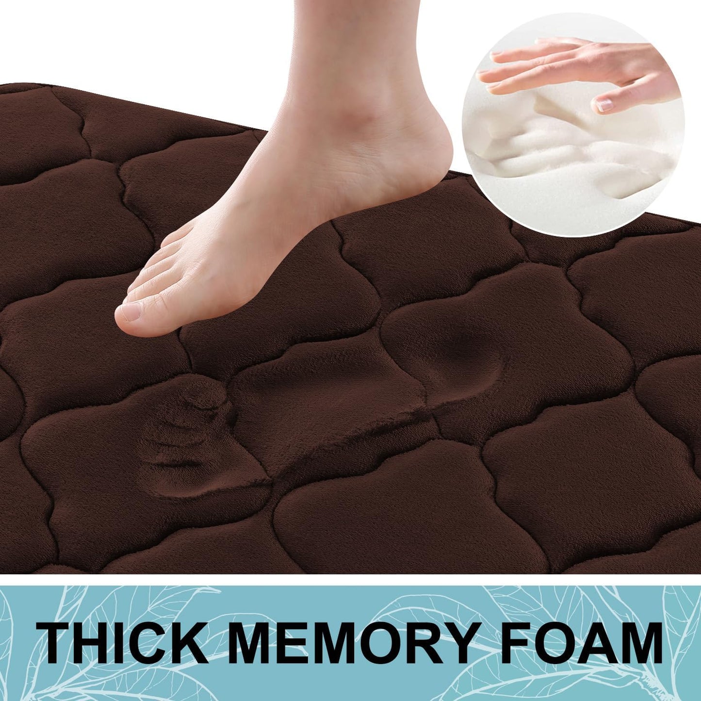 OLANLY Memory Foam Bath Mat Rug - Ultra Soft, Non-Slip & Absorbent | 24x16 Inches, Brown