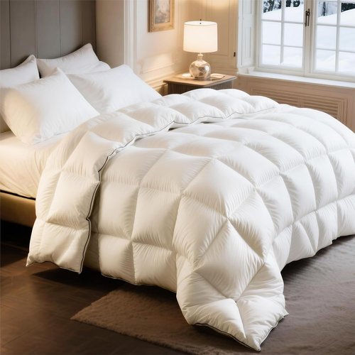 Bedsure King Size Feather Down Comforter - Luxurious Fluffy Duvet Insert with 8 Corner Tabs, White, 106x90 Inches