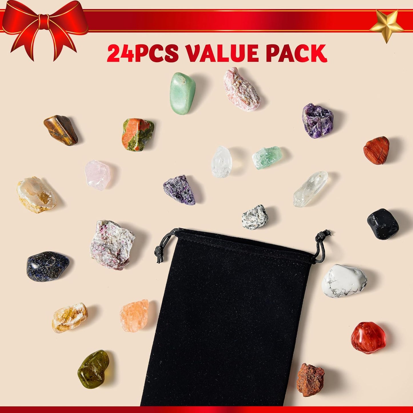 JOYIN Christmas Advent Calendar 2025 - 24 Days of Gemstones Countdown for Kids | Fun Xmas Party Favors