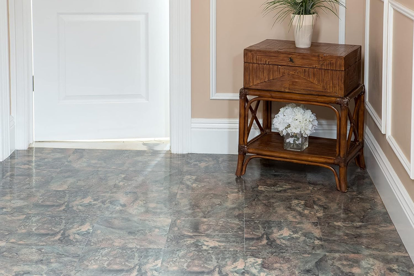 Achim Home Decor Nexus Self-Adhesive Vinyl Floor Tiles - Dark Slate Marble, 12" x 12", 20 Tiles for Easy DIY Flooring