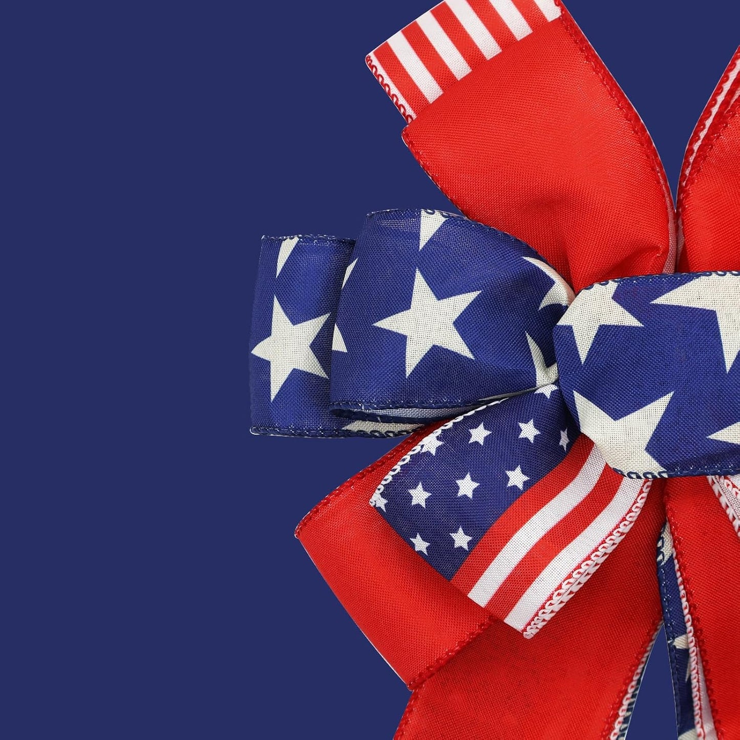 Patriotic 4th of July Bows by [Brand Name] - Pre-Tied Wired Ribbon Bows, 20x11 Inch, 2 Pack for Outdoor Decor