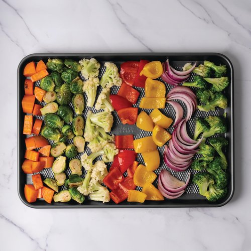 Baker's Secret Baking Sheet Pan Set, 3x Cookie Sheets for Oven, Diamond Texture Premium Air Flow Circulation, Set of 3 Baking Trays, Extra Thick 0.6mm with Diamond Base PFOA, PFOS, PTFE and PFAS free