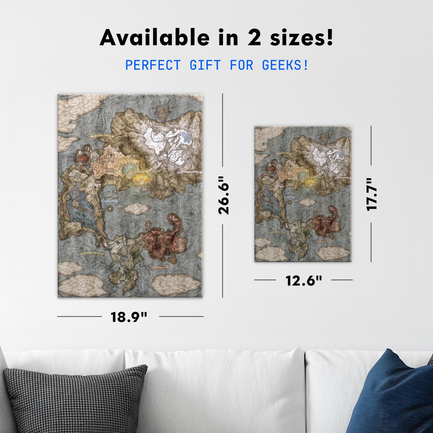 Displate Metal Poster Elden Ring - Lands Between - World Map - Gamer Aesthetics - Collectible Gift - Premium Decorations Video Game Wall Art Decor Gifts Movie Posters - 12.6x17.7 in