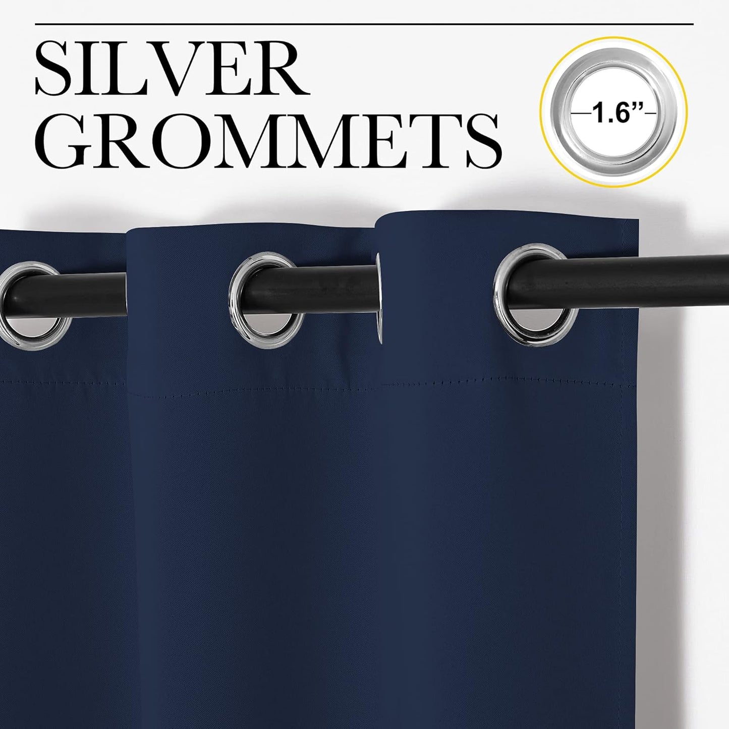 NICETOWN Navy Blackout Curtains - Thermal Insulated Room Darkening Drapes, 108" Long, Set of 2