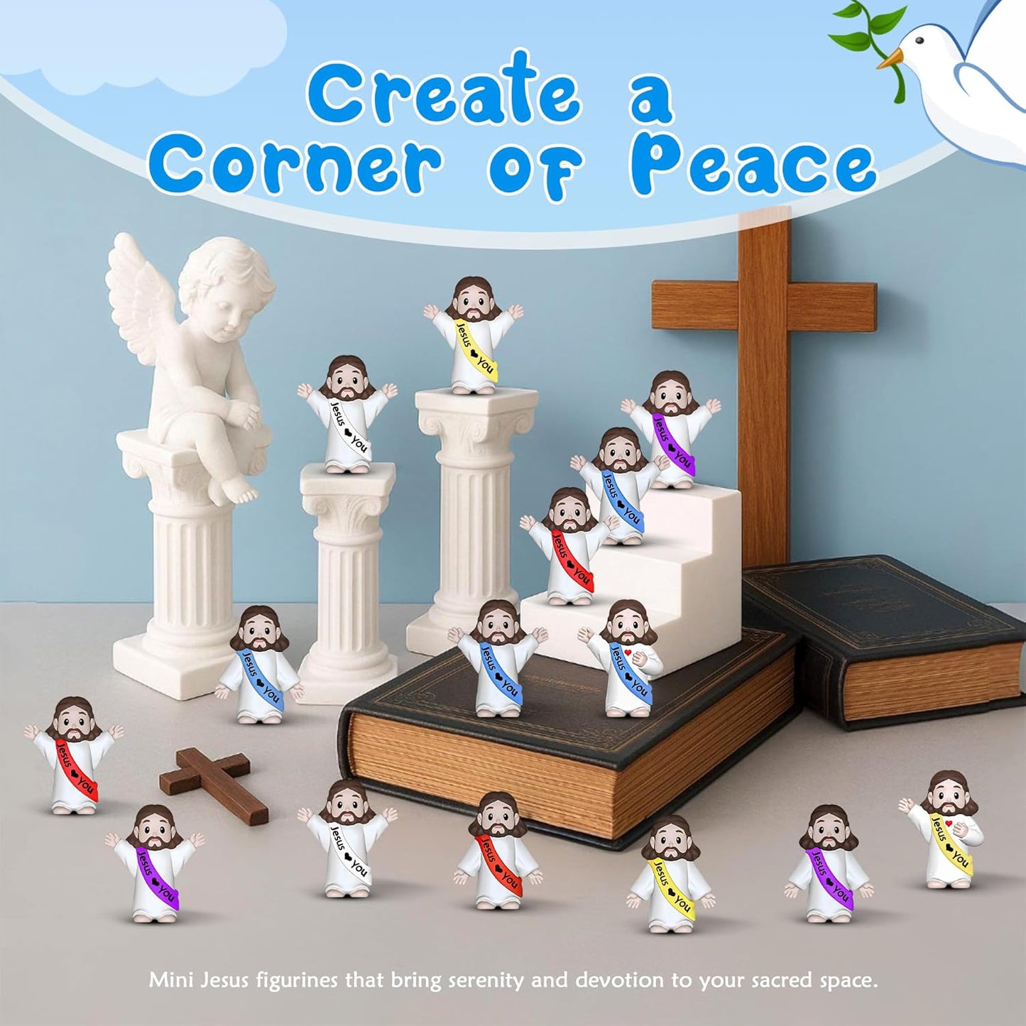 Little Jesus Figures | 300 Mini Jesus Figurines for Easter Egg Stuffers & Religious Gifts - Multicolor