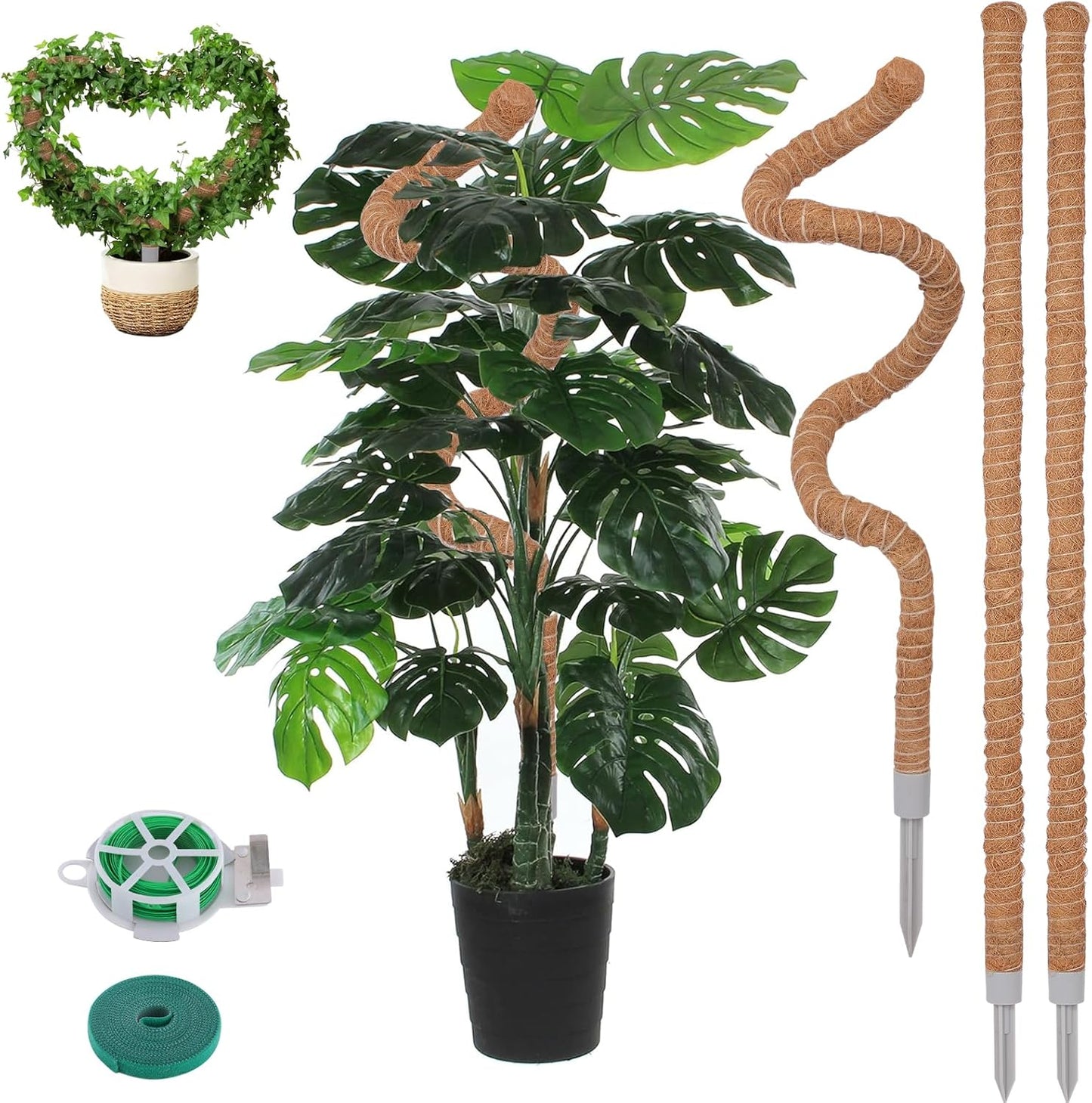 Moss Pole 3-Pack by [Brand Name] - 50 Inch Tall Support for Monstera & Climbing Plants | Coco Coir Stake Kit