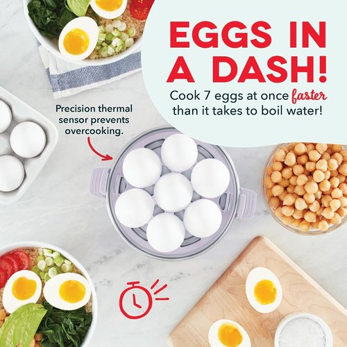 Dash Rapid Egg Cooker - Versatile Boiler, Poacher & Steamer - Holds 7 Eggs, Lavender | BPA Free & Dishwasher Safe