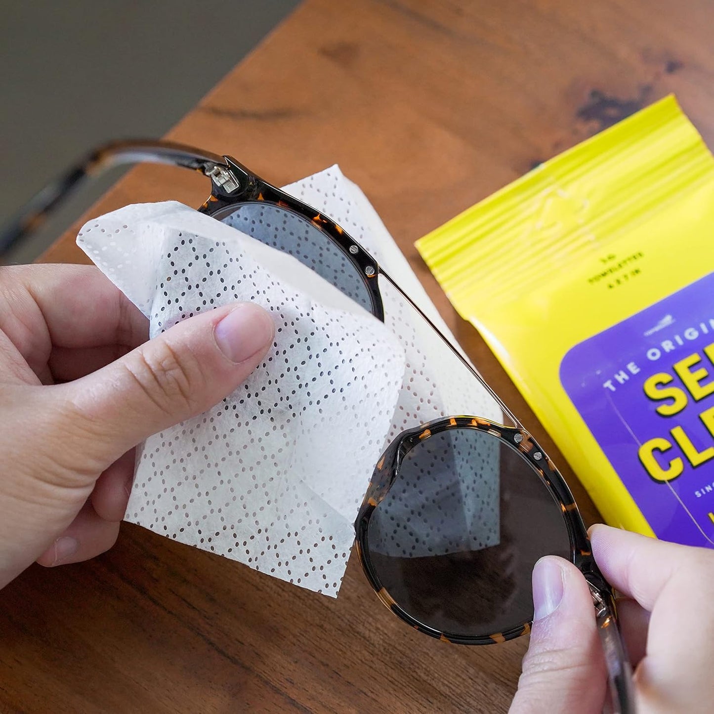 See Clear Lens Cleaning Wipes - Streak-Free Pre-Moistened Towelettes for Eyeglasses & Screens | 192 Wipes in 12 Resealable Packs