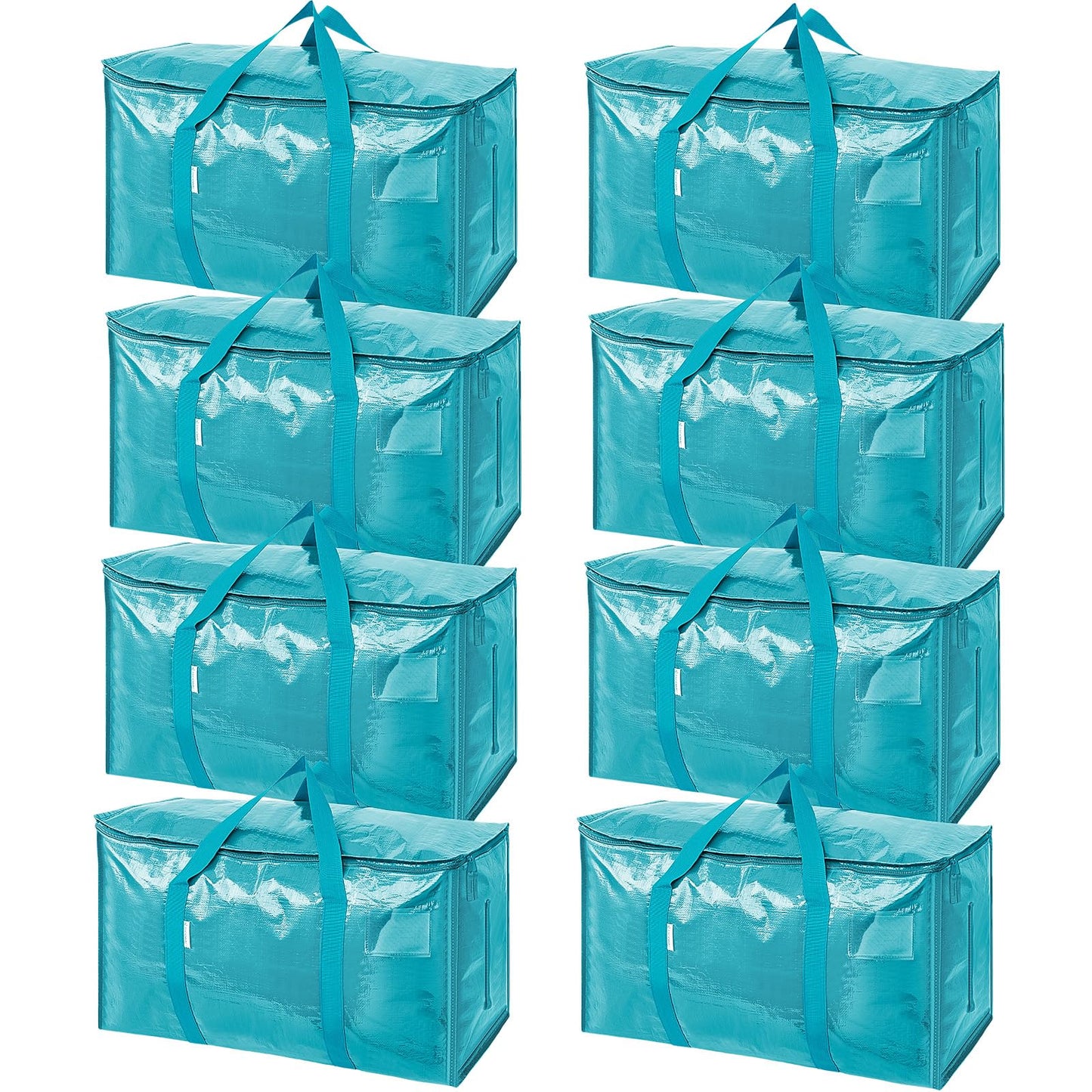 TICONN 8 Pack Extra Large Moving Bags Heavy Duty with Zippers & Carrying Handles, Durable Storage Bags Moving Boxes for Closet Organizers and Storage (8 Pack, Navy)