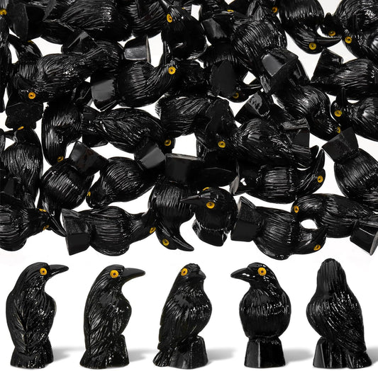 Regine Switzerland Miniature Crows Decor - 150 Pcs Black Resin Raven Figurines for Spooky Holiday Scenes