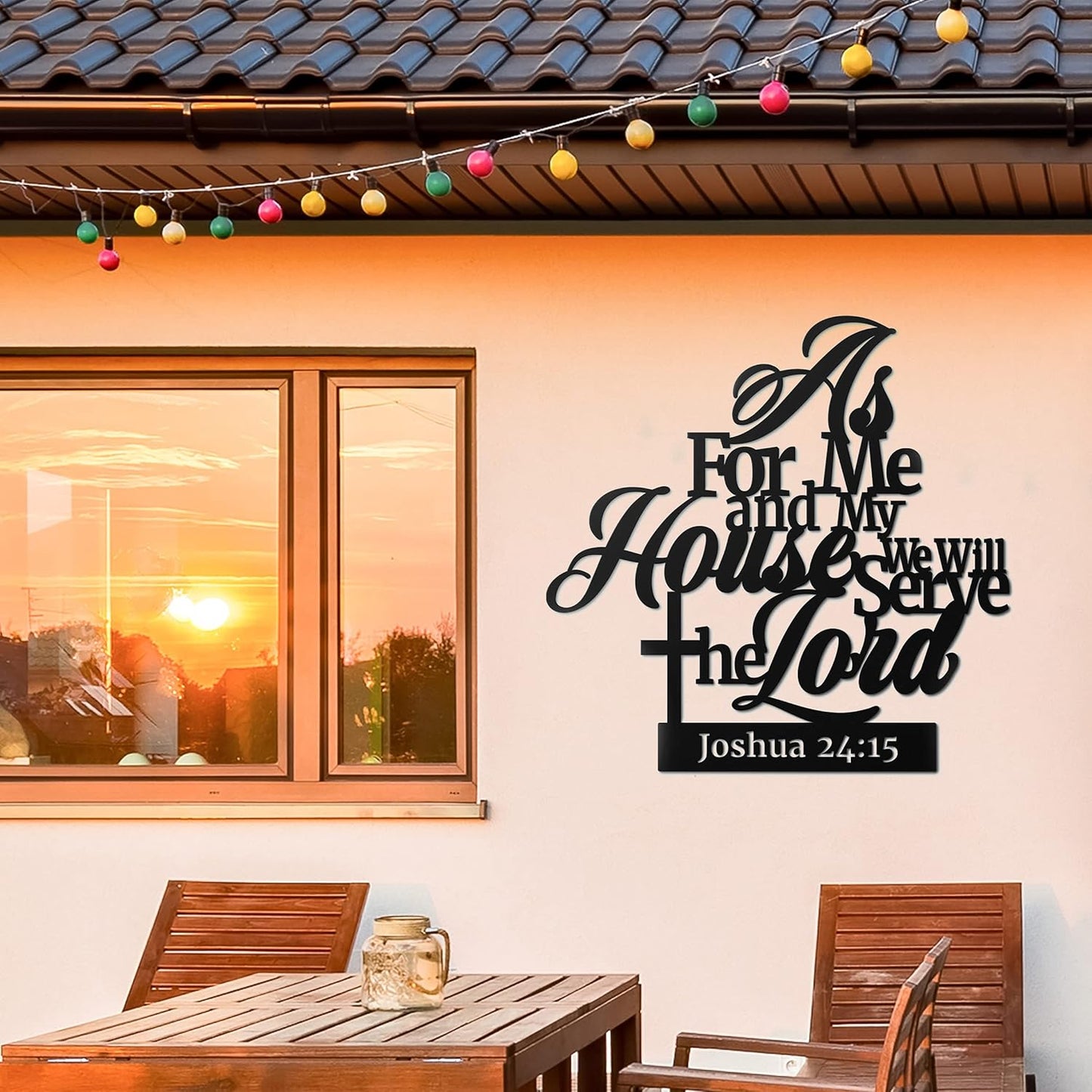 Vivegate Metal Bible Verse Wall Decor - "As For Me And My House" Christian Sign | Black 02