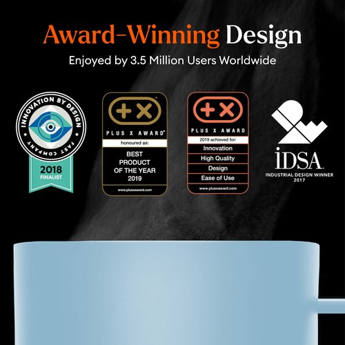 Ember Temperature Control 14oz Smart Mug 2, App-Controlled and Rechargeable Heated Coffee Cup Warmer with Intelligent LED Display, Powder Blue