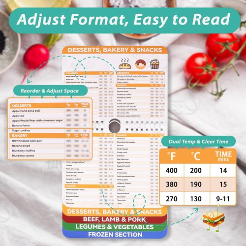 270+ Foods Air Fryer Cooking Guide Magnetic, Air Fryer Cheat Sheet Magnets Cooking Guide Booklet, Air Fryer Accessories for Air Fryer Cooking Guide Flip Chart, Air Fryer Temp and Time Chart