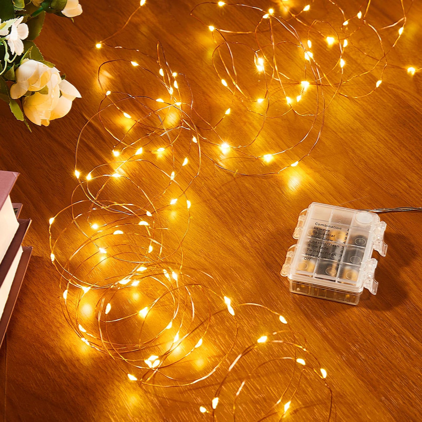 Ariceleo 1 Pack 32.8 Ft. Battery Operated Outdoor String Lights with Remote & Timer, LED Warm White Fairy Lights, Waterproof Twinkle Lights for Bedroom, Dorm, Mason Jar, Wedding, Party, Christmas