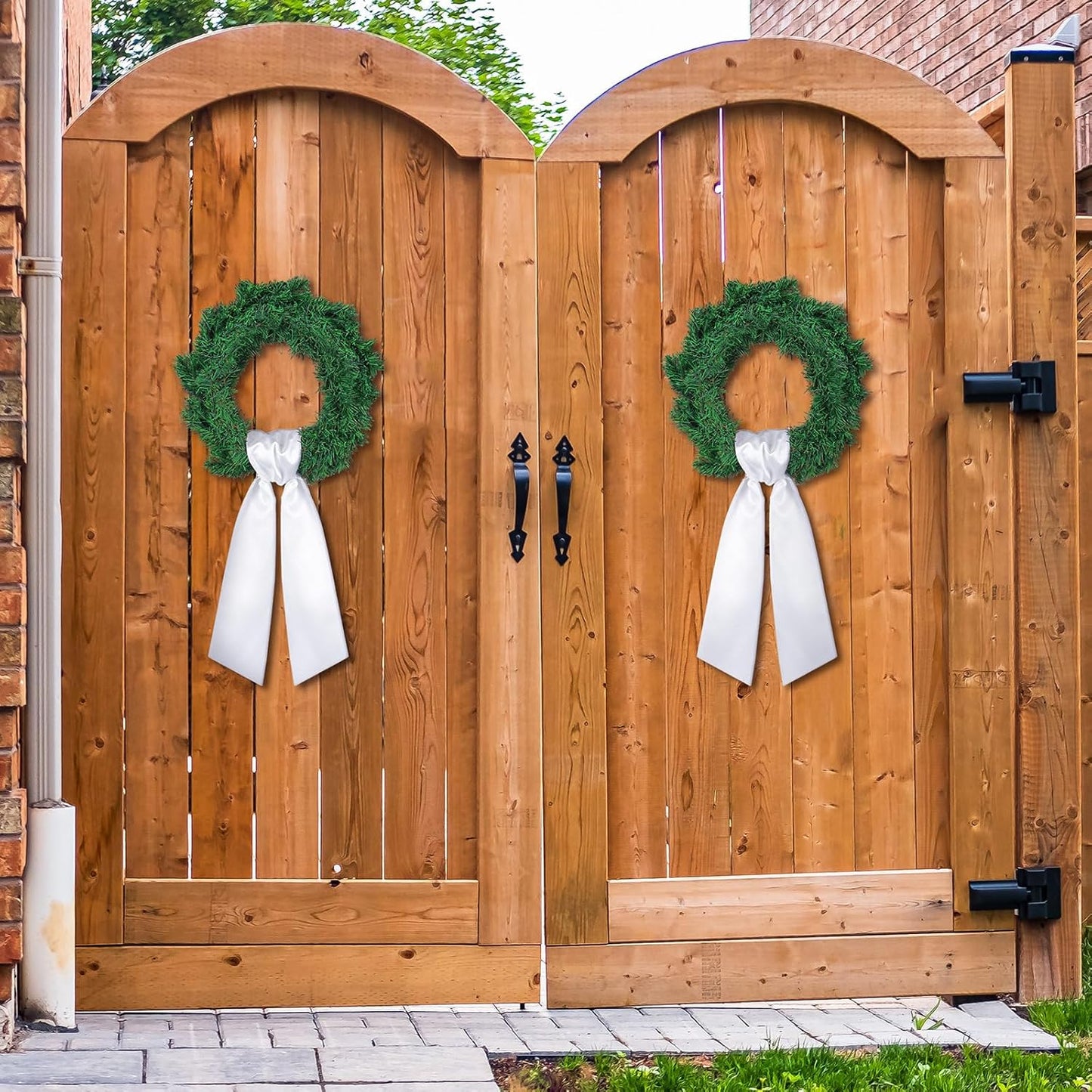 VitalCozy 8 Pcs Wreath Sash - Blank Embroidery Accessories for Indoor/Outdoor Decor | 4.49" X 56.30", White