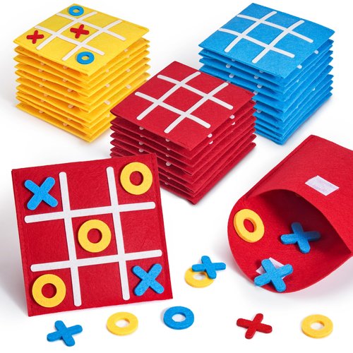 JoyCat 30 Pack Tic Tac Toe Party Favors for Kids, Felt Travel Board Games with Storage Pouch, Classroom Prizes, Goodie Bag Stuffers, Birthday Gifts for Students(Classic)