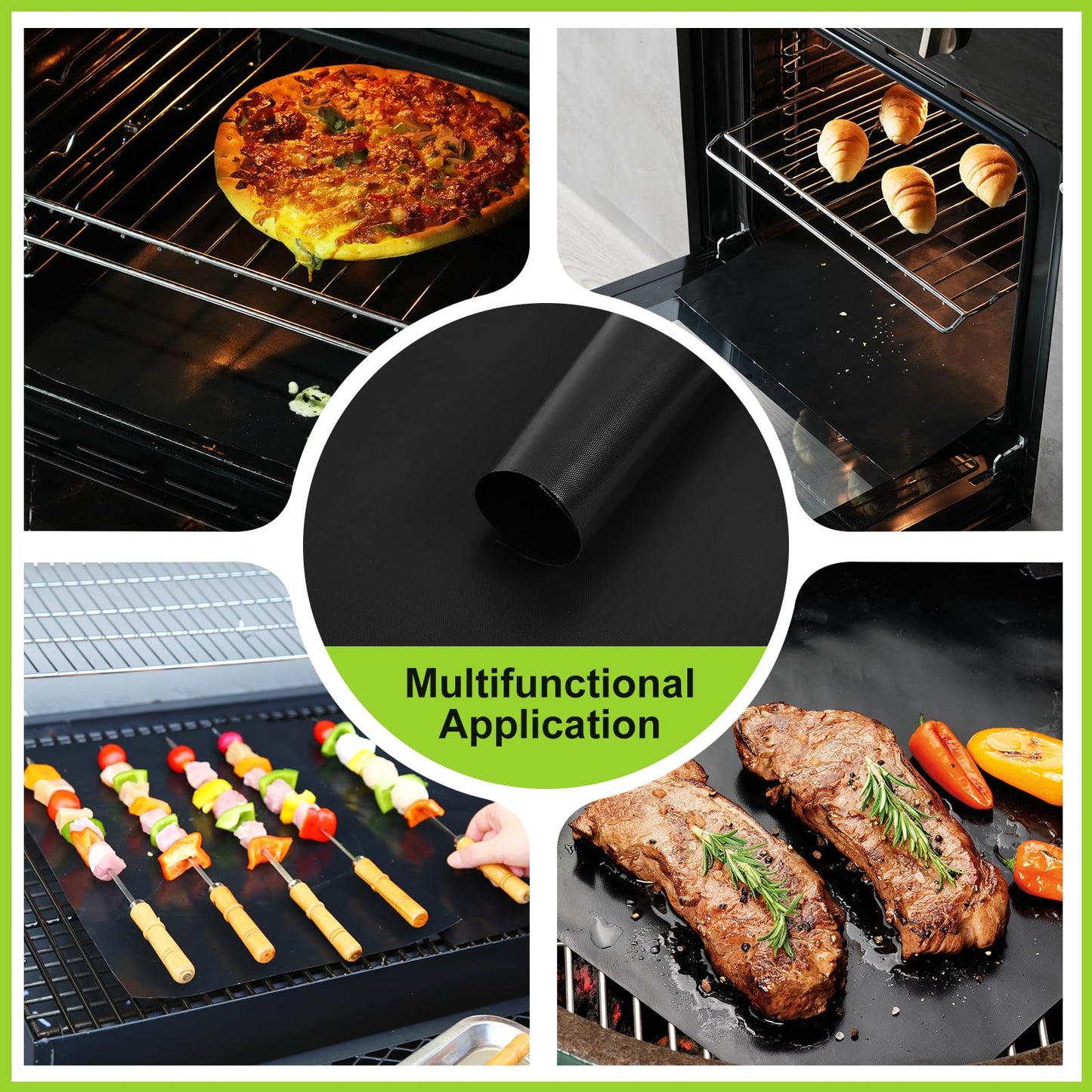 3 Pack Oven Liners for Bottom of Oven 16"x25", Large Thick Heavy Duty Non-Stick Teflon Oven Mat Set, Oven Floor Protector Liner