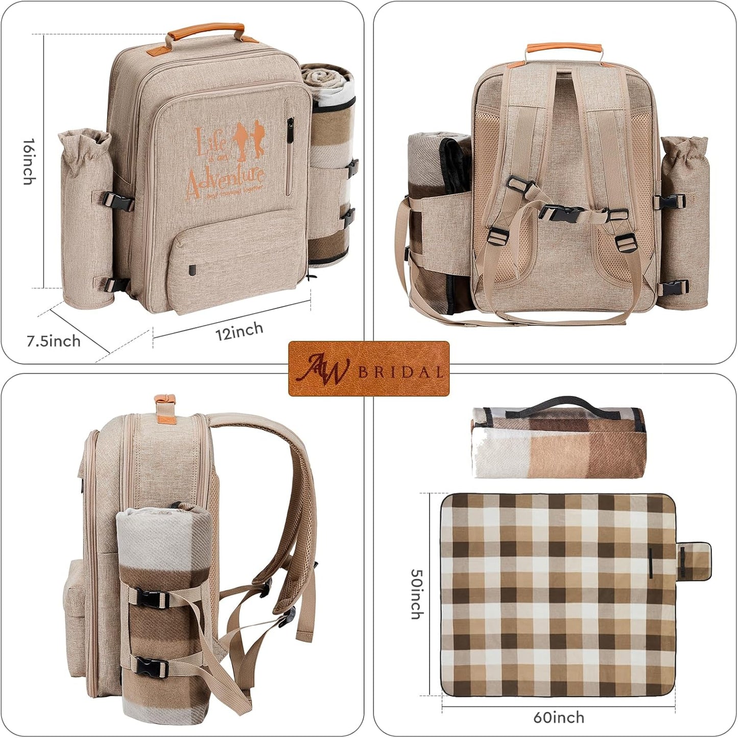 Couple Gifts 22L Picnic Basket Set, Grey Insulated Picnic Backpack for 2, Leak Proof Cooler Camping Gifts, Cool Bridal Shower Gifts Anniversary Engagement Wedding Gifts for Couples, Mr and Mrs Gifts
