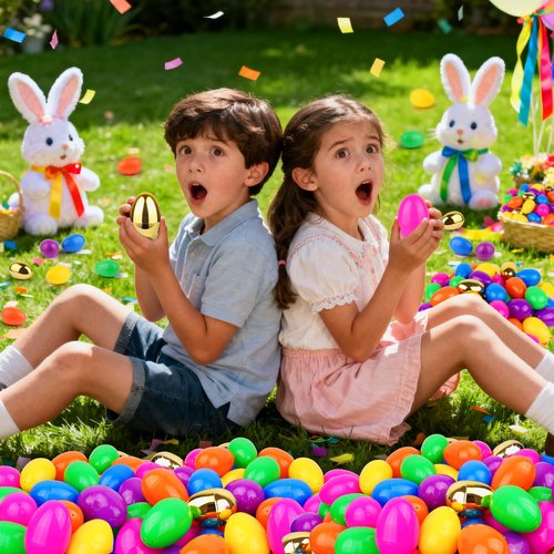 50 Pack 3.1" Fillable Easter Eggs with 6 Surprise Gold Eggs, Colorful Plastic Eggs for Easter Egg Hunts, Basket Stuffers Fillers, Party Favors, Classroom Rewards Prizes for Kids Toddlers Boys Girls