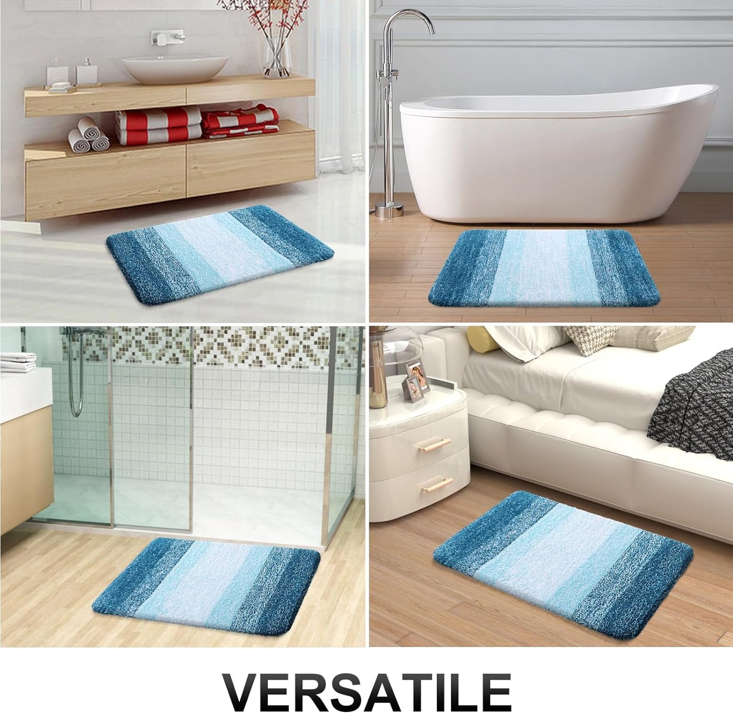 OLANLY Bathroom Runner Rug - Extra Soft Microfiber Mat with Rubber Backing | Quick Dry, 47x17 in Peacock Blue