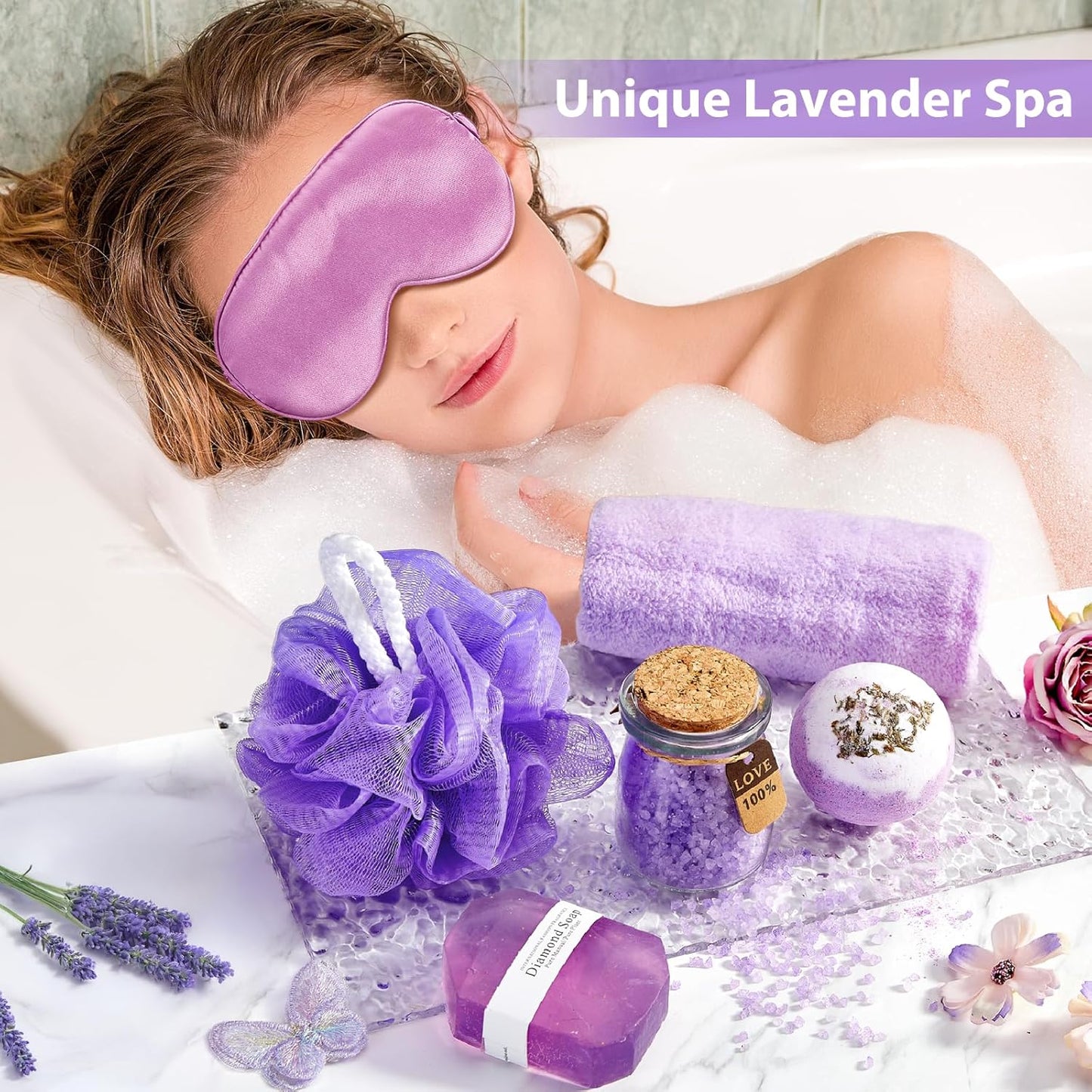 Unique Lavender Spa Gifts Basket Set | Advent Calendar 2025 - 12 Days of Relaxation for Women