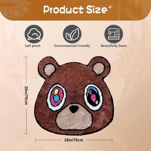 Hypebeast Graduation Bear Rug - Ultra-Soft Plush Carpet with Non-Slip Backing | Trendy 28"x28" Decor