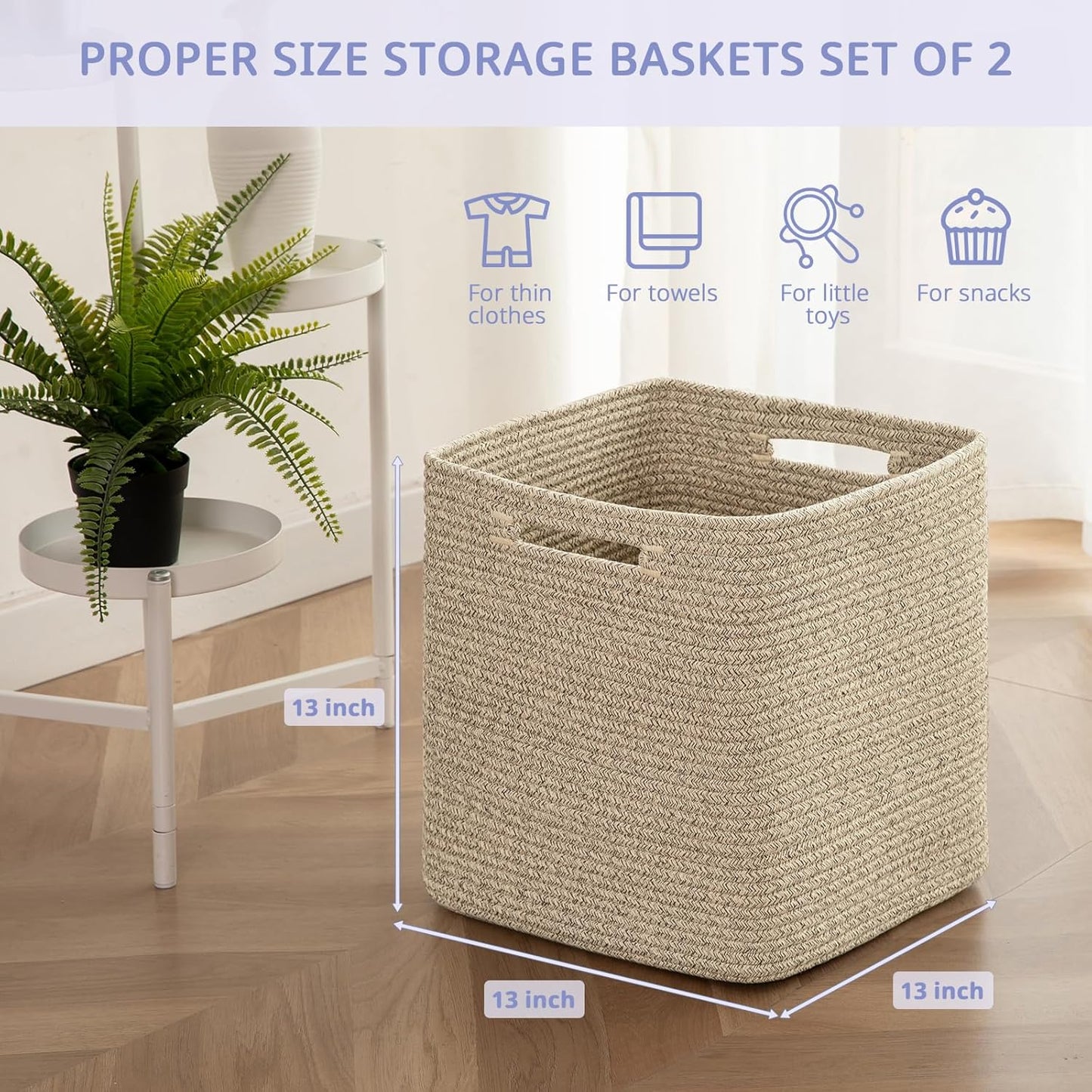 OIAHOMY Storage Cubes - 13-Inch Collapsible Organizer Bins for Shelves | Brown, 2-Pack