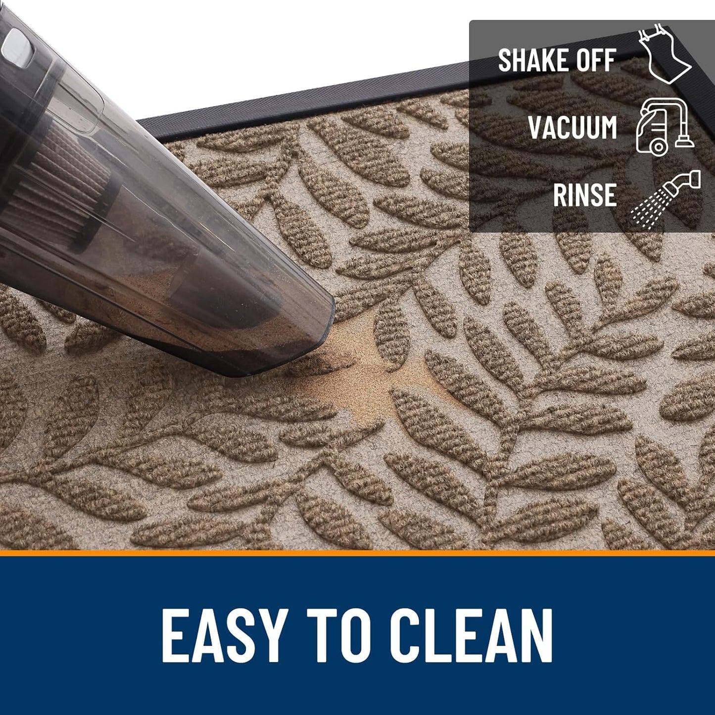 OLANLY Indoor Outdoor Door Mat - Waterproof All-Weather Doormat, Sturdy Natural Rubber, 29.5x17, Light Brown