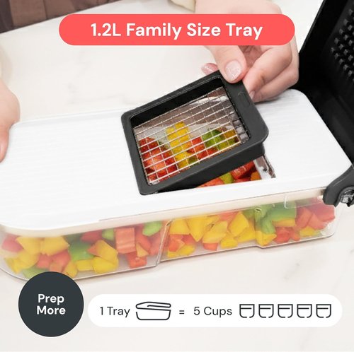 Fullstar Mandoline Slicer - 6-in-1 Vegetable Chopper & Cutter with Container | Black Kitchen Gadget Essentials