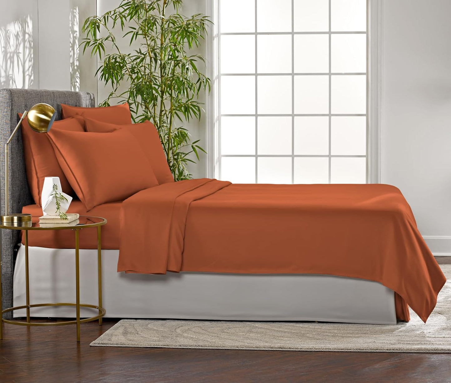 Pure Bamboo Queen Sheets - Luxuriously Soft & Cooling 100% Organic Viscose Bed Set | Terracotta Color