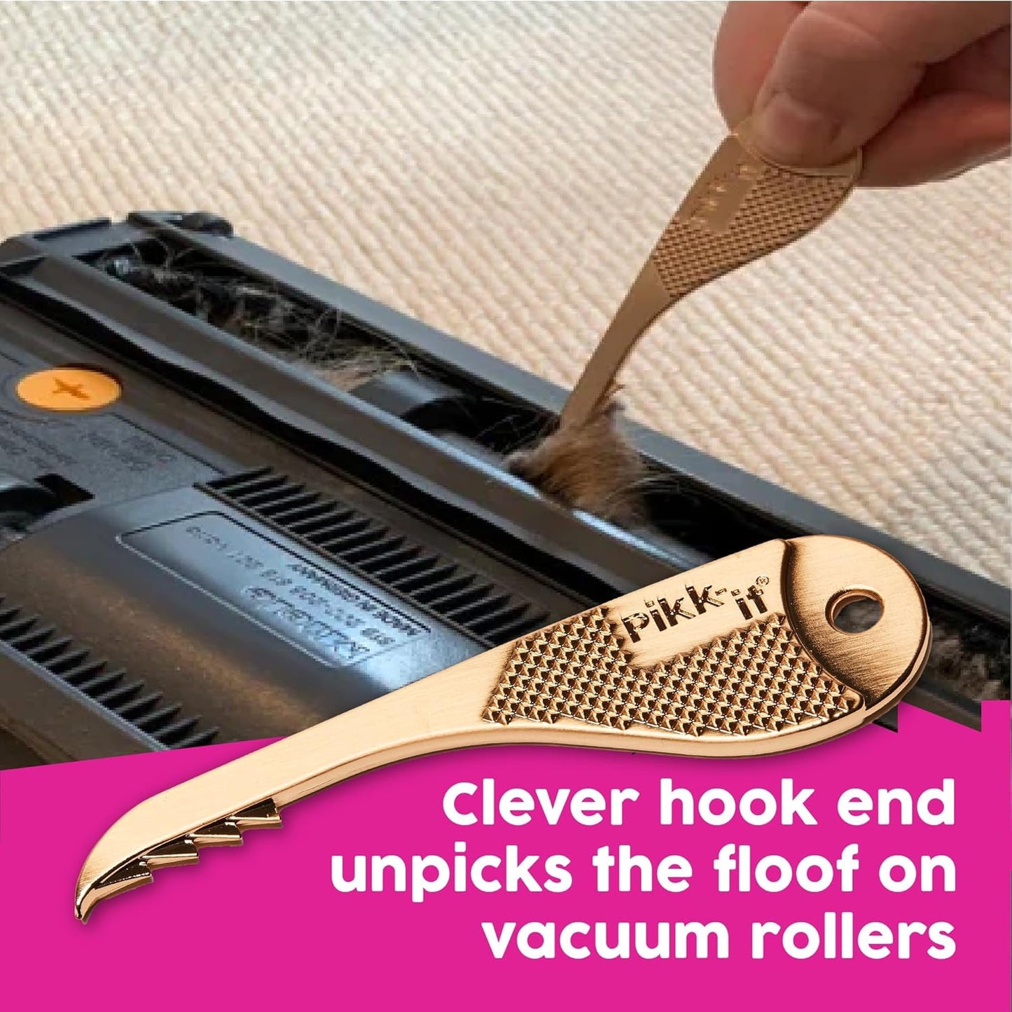Pikk-it Vacuum Hair Brush Cleaner Tool - Effortlessly Removes Pet & Human Hair | Single & Twin Pack Options