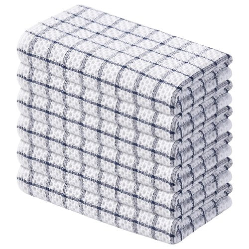 Homaxy 100% Cotton Kitchen Towels 6 Pack-15 X 25 Inches, Check Design Waffle Weave Hand Tea Towels, Super Soft and Absorbent Dish Towel for Drying Dishes, Navy Blue