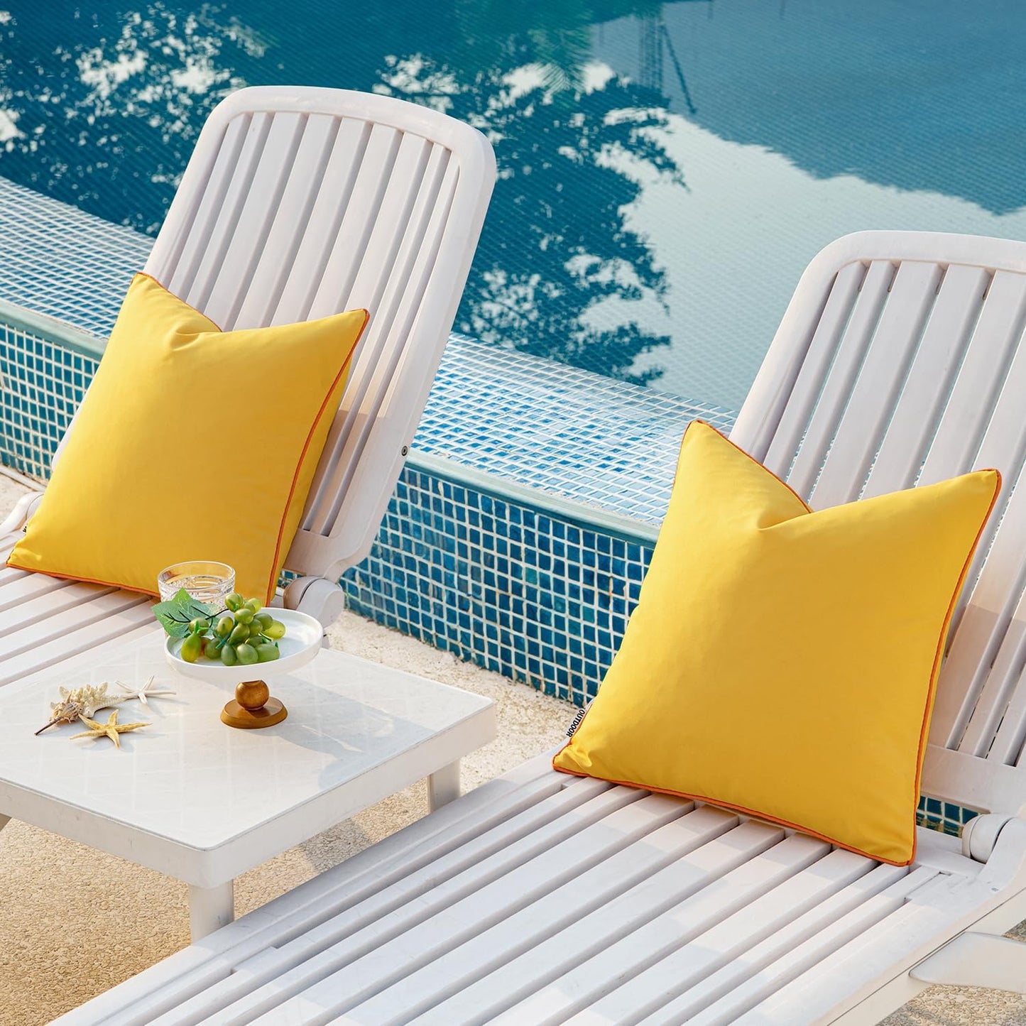MIULEE Outdoor Waterproof Throw Pillow Covers - Decorative 18x18 Inch Yellow Cushion Cases for Patio & Garden