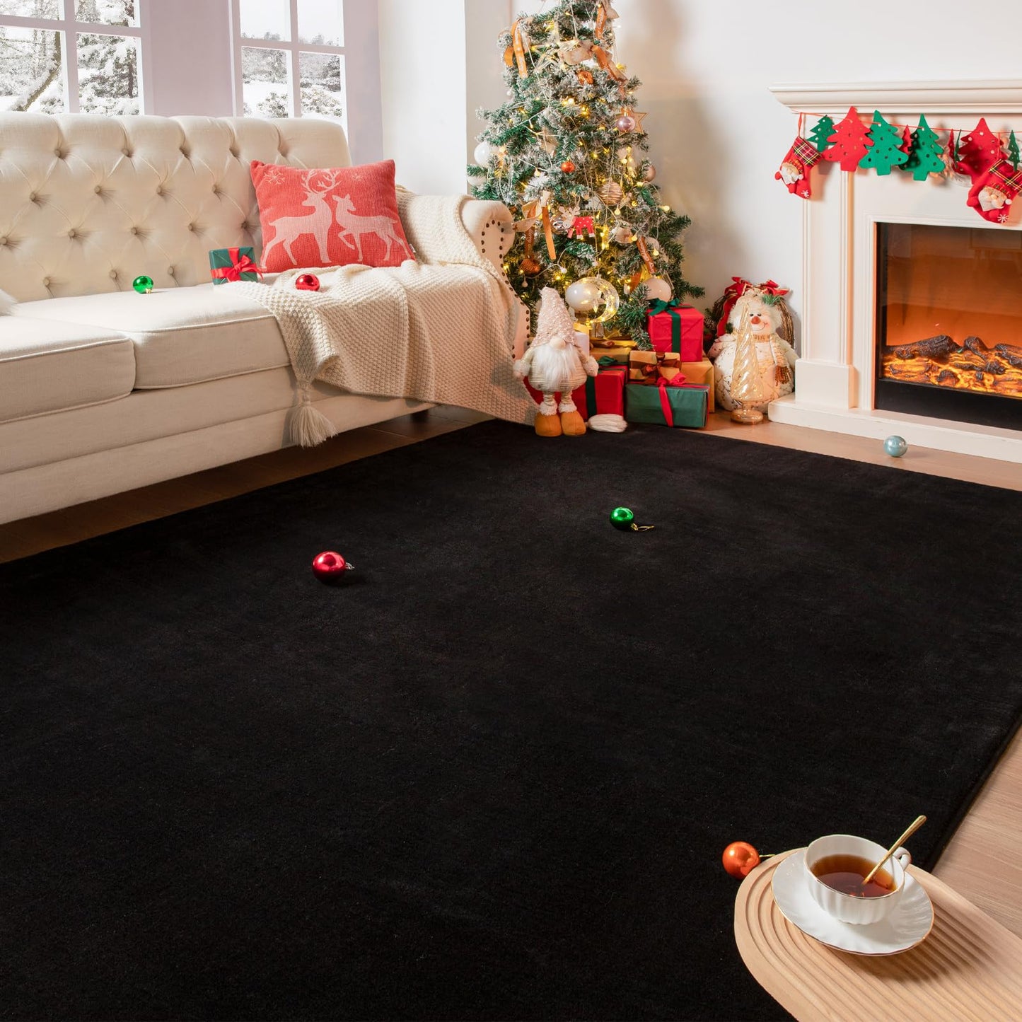 Przemy Washable Black Rugs for Living Room Bedroom, 5x7 Feet Super Soft Memory Foam Rug Indoor Carpet for Kids Room Boys Girls Dorm Bedside Nursery Decor Mat